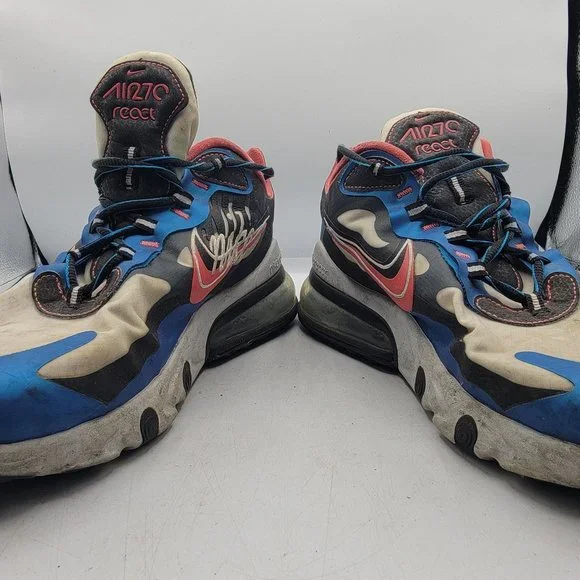 Nike Air Max 270 React Mens 10.5 White Blue Time Capsule Edition Shoes CT1616400 - Picture 3 of 13